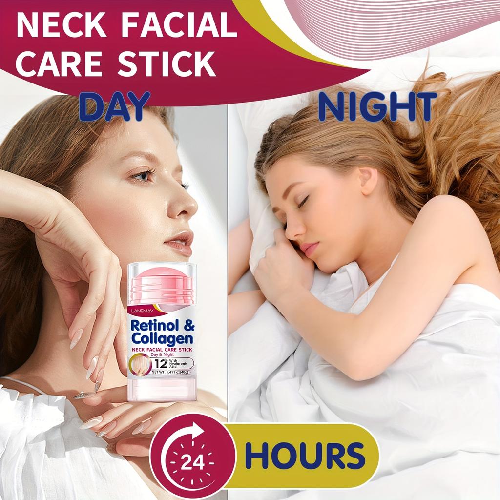 LANEMAY Stick per la Cura del Viso e del Collo con Retinolo e Collagene - 12% Acido Ialuronico, Rassodante e Idratante, Aumenta la Vitalità della Pelle, Senza Alcool, per Collo e Viso