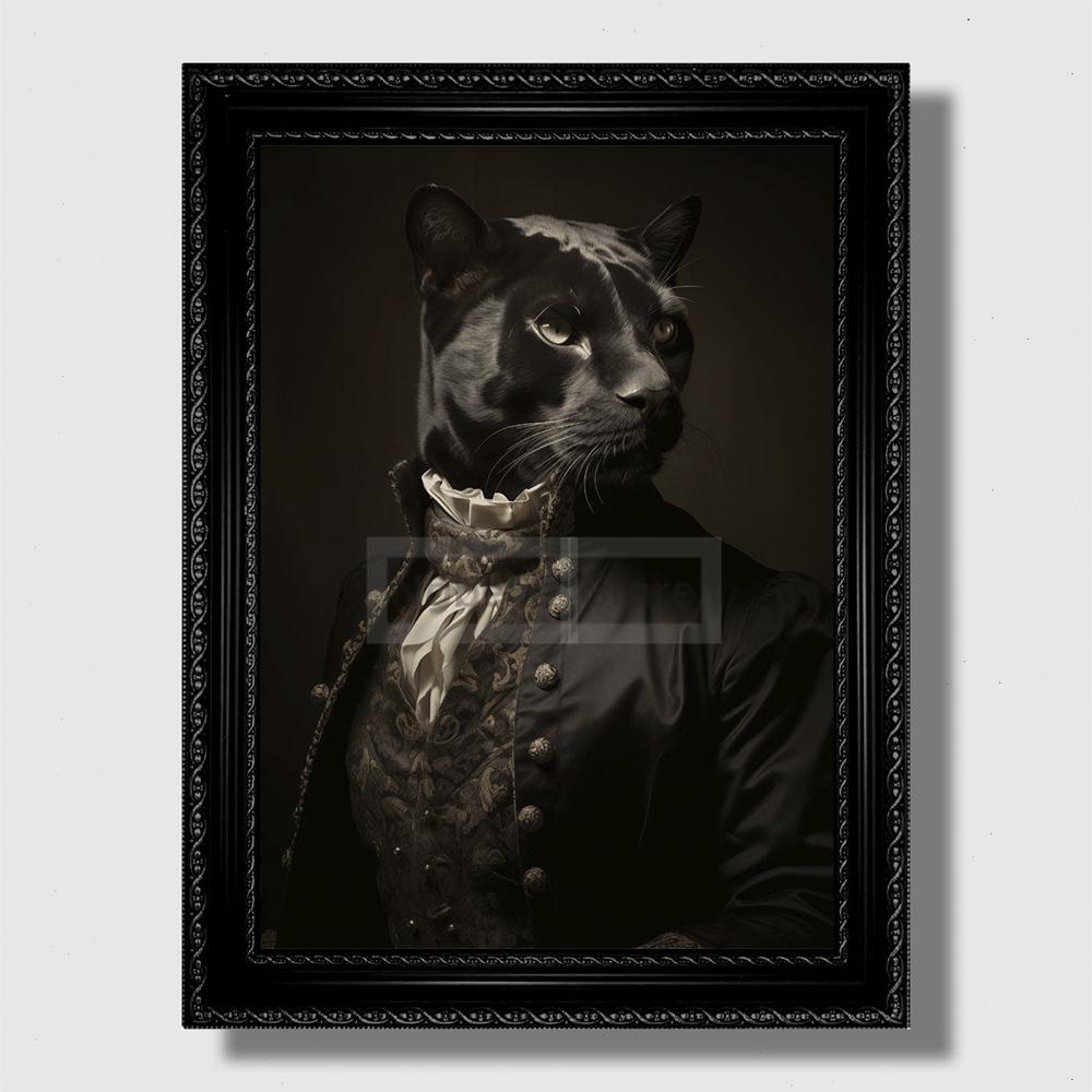 Affiche vintage de portrait d'animal victorien Goth Cottagecore Dark Prints Peinture sur toile Art mural Photos Décoration de chambre à coucher vintage