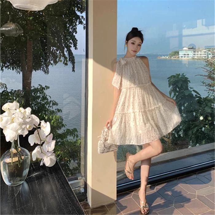 2026 New Bow Tie Neck Dress Women's Summer Niche Design Doll Skirt Small Short Skirt