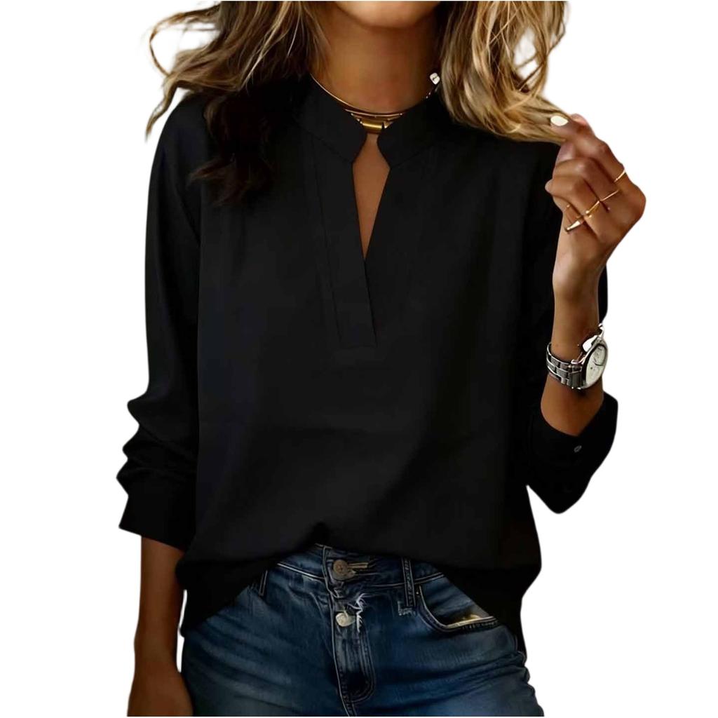 Fashionable Women's Casual V,neck Long,sleeved Elegant Women's Shirt Top