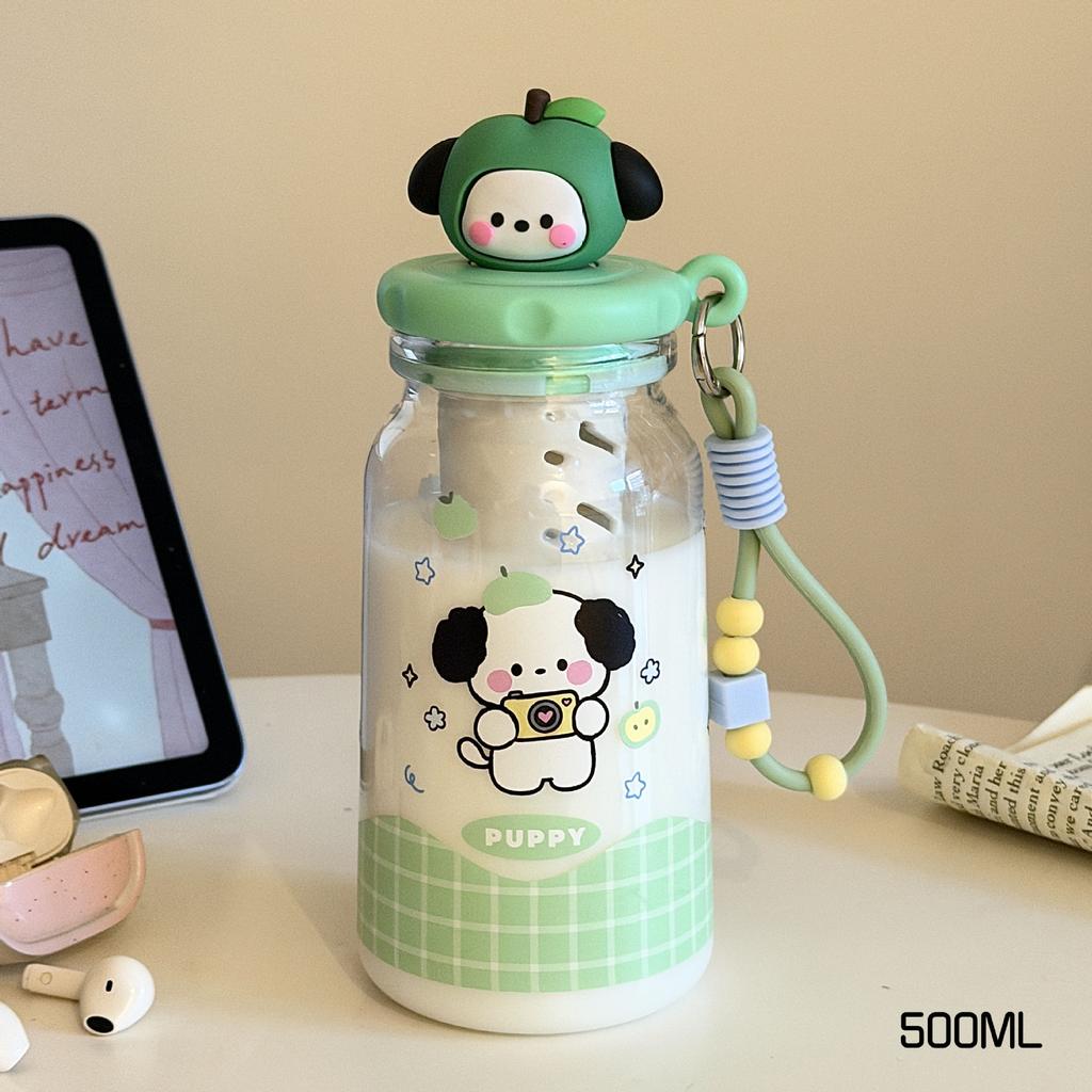 Water bottle new children's plastic water cup high value summer cartoon cute apple head plastic cup food high temperature water cup