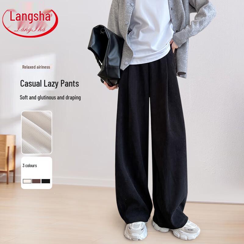 Langsha Women's Loose Corduroy Wide-Leg Pants