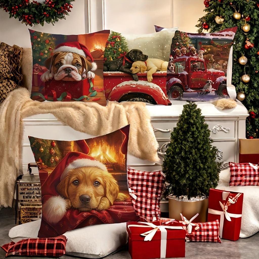 Christmas Decoration Pillowcase Car Cute Puppy Pillow Cover Sofa Cushion Suite Room Home Decoration Gift for Friends