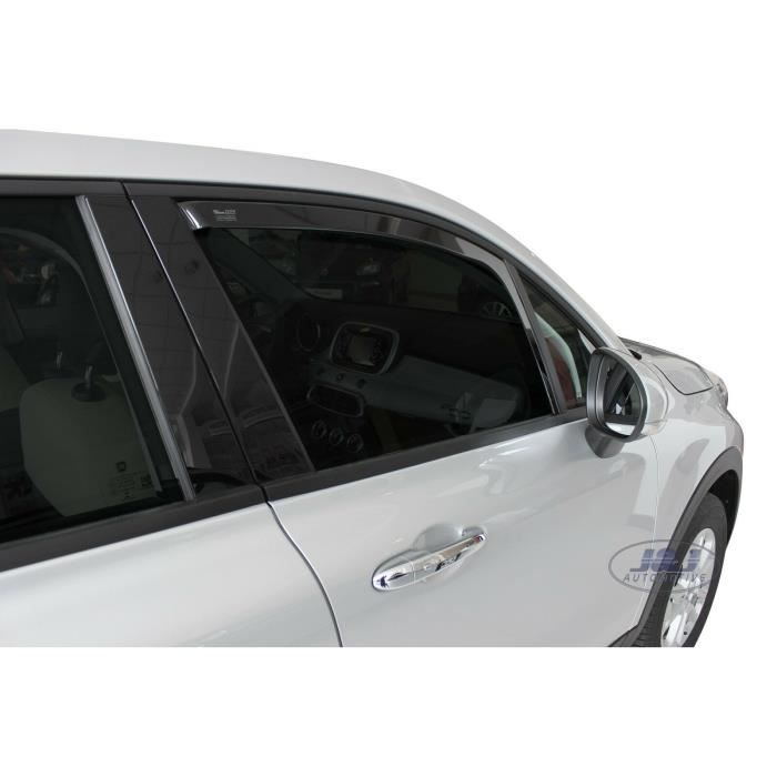 Air Deflectors - J&J AUTOMOTIVE - Fiat 500X - Smoked - Reinforced Acrylic - Easy Installation