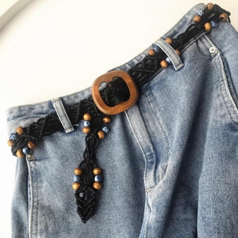 Vintage Handmade Woven Waist Belt For Women Ethnic Style Versatile Dress Accessory