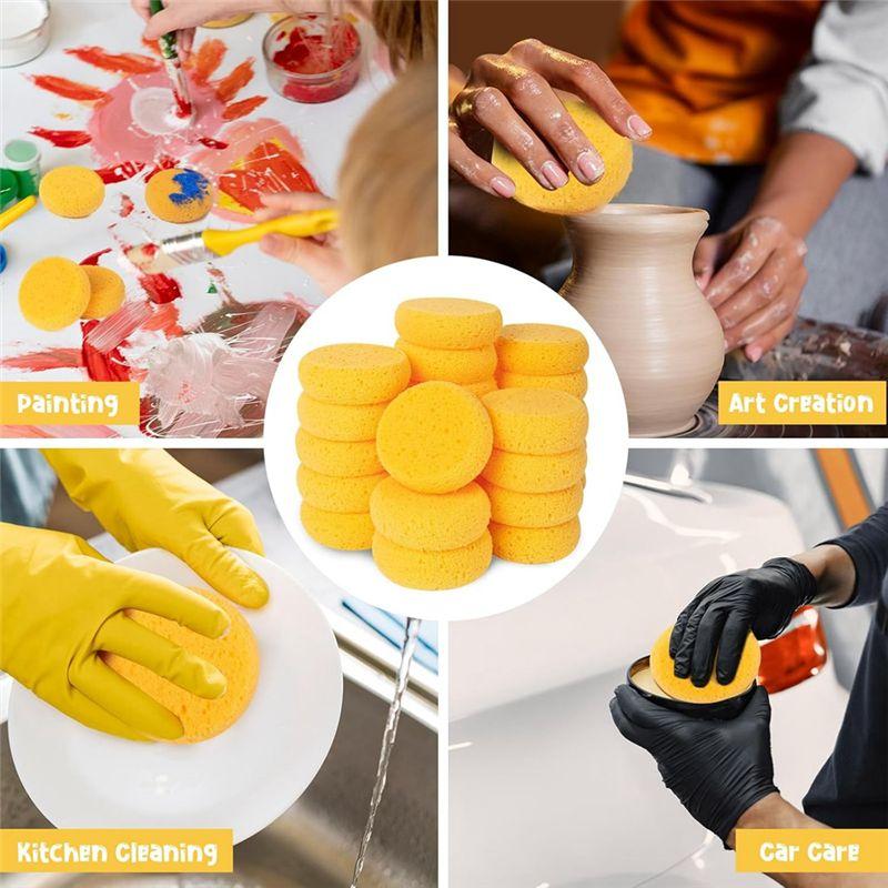 A60z24pcs Round Pottery Sponges–Artist Sponge For Clay, Leather Care & Horse Tack Maintenancemay