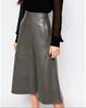 Women's Skirt Stylish Gray Leather Handmade Original Lambskin Formal Wear Soft