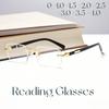 New European And American Business Frameless Reading Glasses For Men And Women Uv400 Square Metal Small Frame Presbyopia Glasses