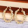 Twisted Texture Hoop Earrings for Women Stylish Gold Tone Round Circle Earrings Fashion Daily Party Jewelry