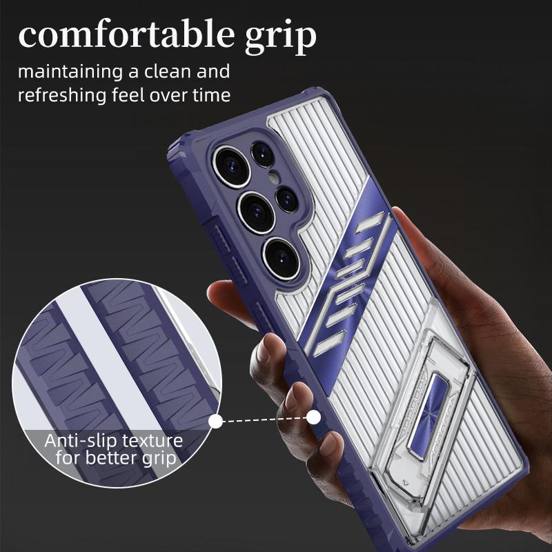 For Samsung Galaxy S23 FE S25 S24 S23 Ultra S24 FE S25 Plus Shockproof Phone Case with Invisible Stand Camera Protection