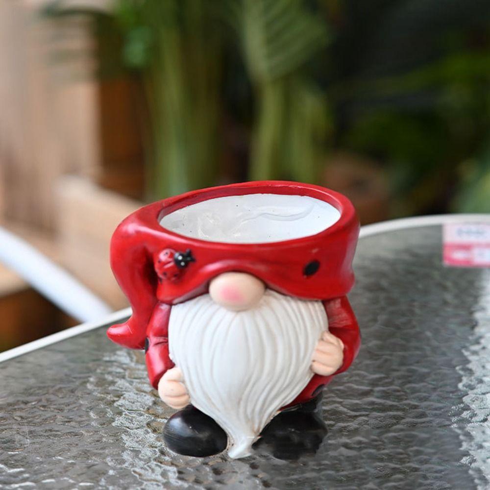 Adorable Christmas Elf Pot Figurine Exquisite Dwarf Statue Vase Desktop Ornament  Bedroom