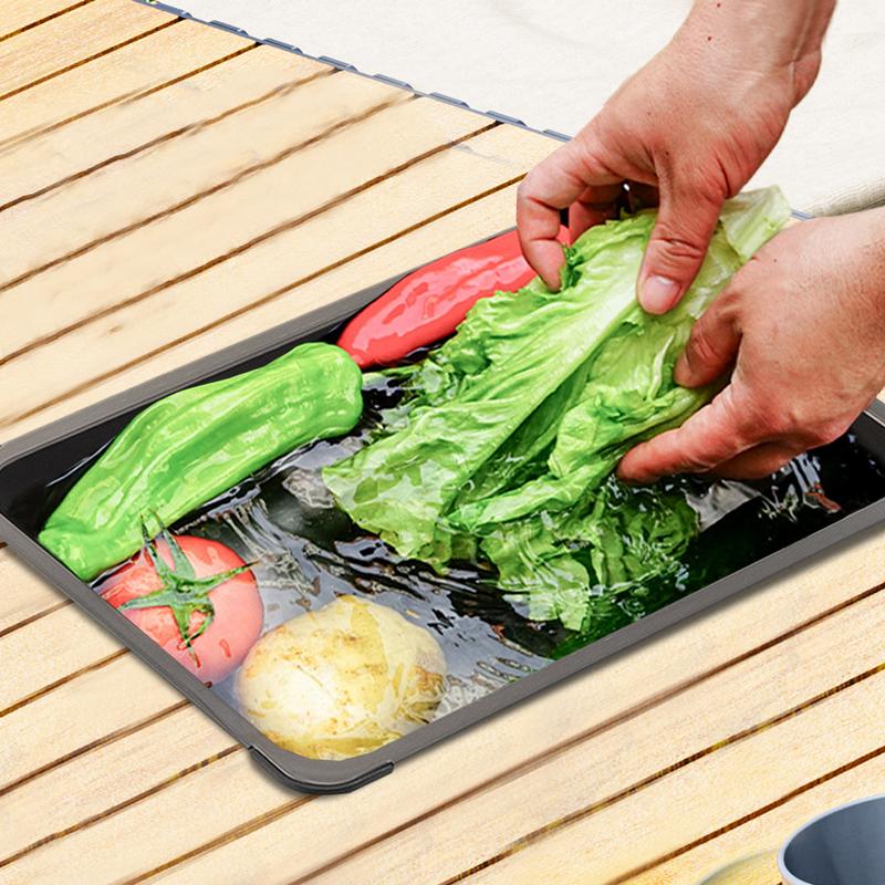 Camping Sink Stainless Steel Portable Sink for Camping Dishpan Washing Up Bowl Dish Tub With Drain Plug for Laundry Picnic