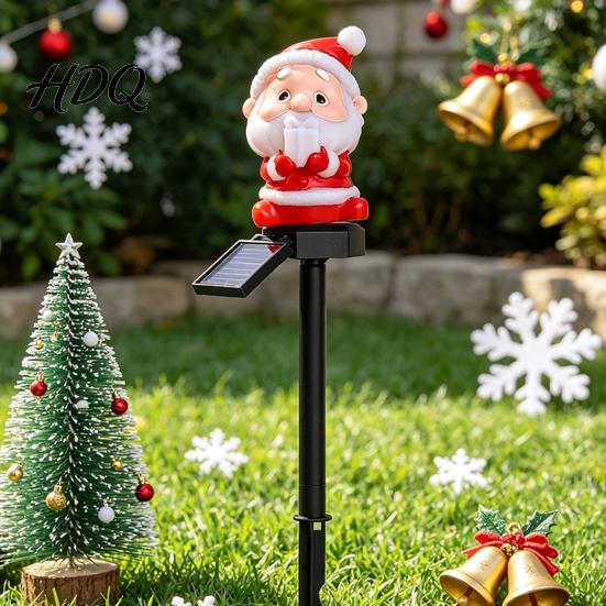 Holiday Landscaping for Entrances Christmas Solar Stake Lights Santa Snowman Tree Figurine Lawn Automatic Powered Path Lights Waterproof Warm
