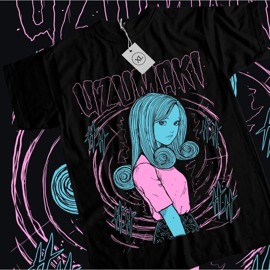 Дзюндзи Ито Узумаки Футболка Ужасы Япония Гуро Аниме Смешная Черная Футболка Футболка Все Размеры S