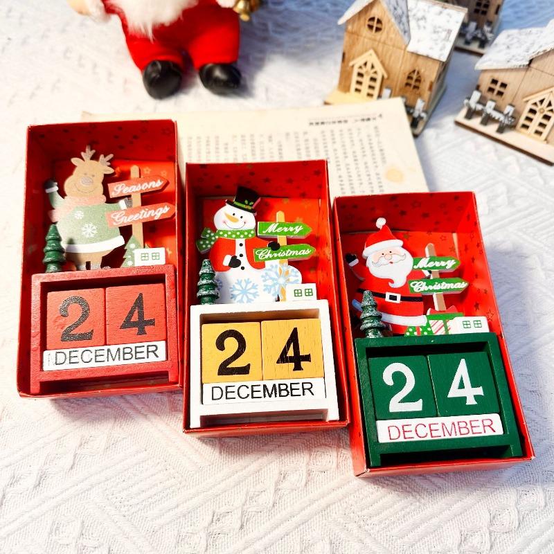 Christmas children's gift decorations creative wooden calendar tabletop ornaments gifts front desk scene decoration