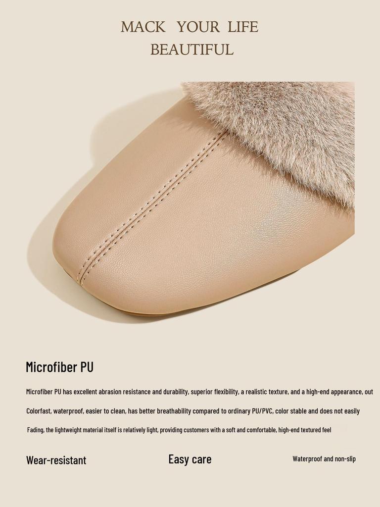 Damen Plüsch-Baumwollpantoffeln - Warm, Samtgefüttert, Rutschfest, Hautfreundlich für Zuhause