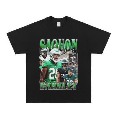 NFL Football Eagles Saquon Barkley American Small Neckline Short Sleeve T-Shirt 2025 Summer Vintage Oversize T Shirt Unisex Tops