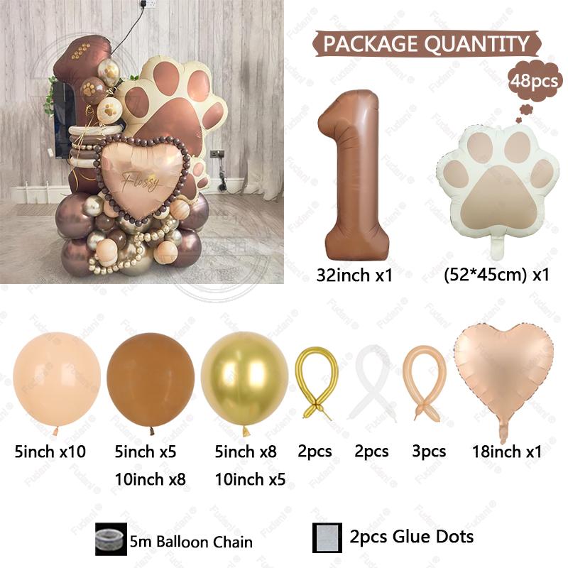 

48 шт. Животное Давайте Лапку Вечеринка Собака Кошка Лапа Алюминиевый Шар 32 дюйма Шоколадный Номер Украшение для Вечеринки на День Рождения Шар для Детского Праздника As The Picture