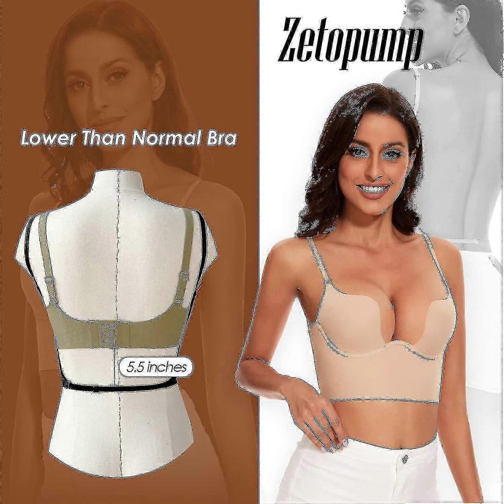 Sujetadores Bebetter de Espalda Baja compatibles con Mujeres - Sujetadores sin Costuras de Escote Profundo en U sin Espalda Convertibles Multivía de Corte Bajo Espalda Abierta Sujetadores Halter 25-26