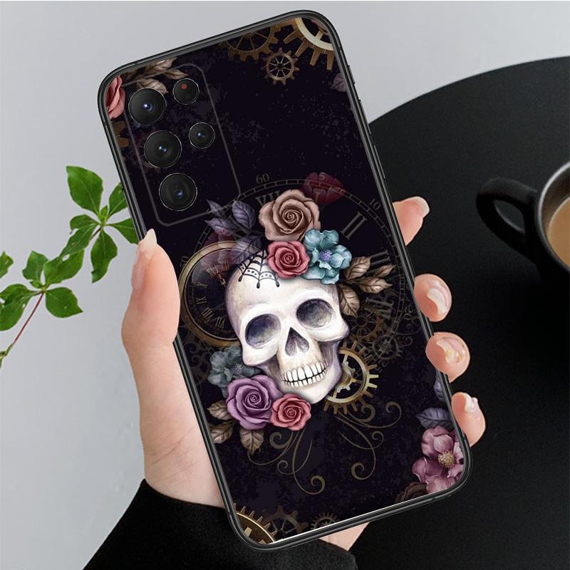 Phone Case for Samsung Galaxy A35 A55 A54 A15 A25 A05s A05 A22 A24 A52 A33 A34 M34 M14 M54 M23 Skull Rose Butterfly Case Funda