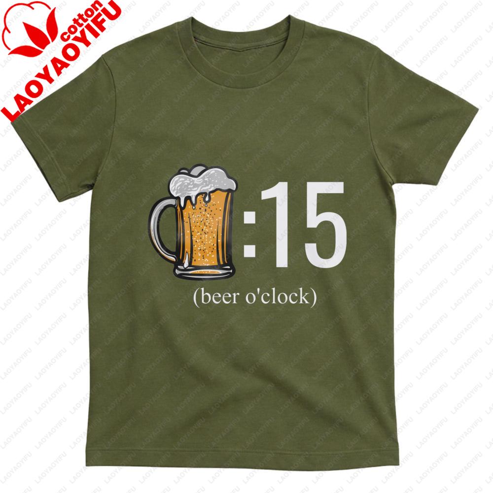 Beer Oclock Men TShirt Cotton Summer T Shirt Casual Fashion Tee for Men with Beer Mug Design Perfect Gift for Party