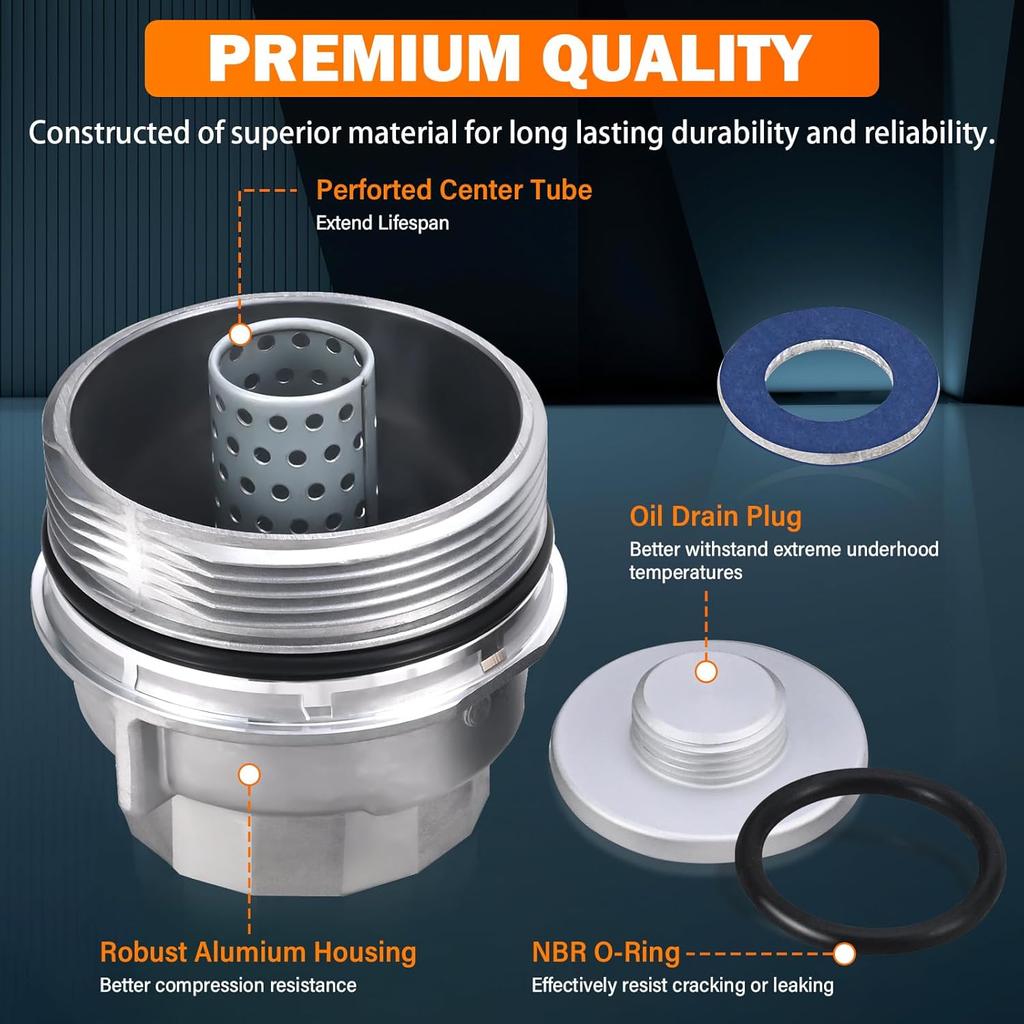 15620-31060 Oil Filter Housing Cap Assembly Kit for Toyota Rav4 Tundra 4Runner Camry Highlander Tacoma Lexus RX350 Aluminum Oil Filter with Wrench