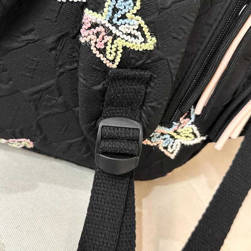 Butterfly Embroidery Backpack Casual Daily Bag Large Capacity School Bag for Students Commuters Minimalist Fashion Design with Tassel Details