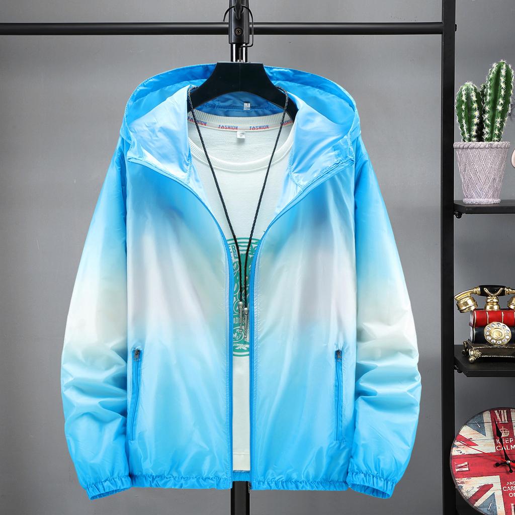 Women's Fashion Gradient Printed Hooded Tops Outdoor Sunscreen Coat