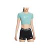 New Nike Pro Women's Dri FIT Short Sleeve Cropped Graphic Top HV3674-017