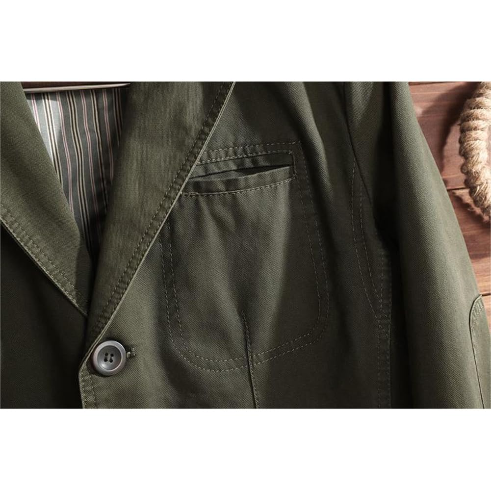 Blazer Tailored Jacket Cotton Suit Jacket Coat Formal Slim Plain Business Casual Commuting Large Size HS29 Military [ZANBANG] Men's Men's (3XL, Green)
