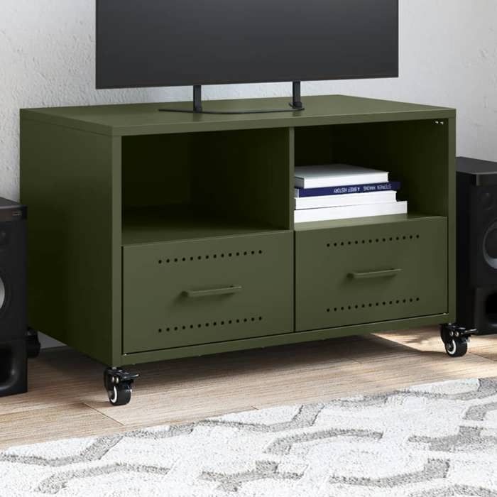 VidaXL TV Cabinet, Television Stand with Drawers and Shelves, TV Stand with Living Room Storage, Olive Green 846702
