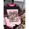 2026 Summer Children's Number Digital Print Pattern Sports American Style Top Round Neck Short Sleeve Cute T-Shirt Girls Clothes