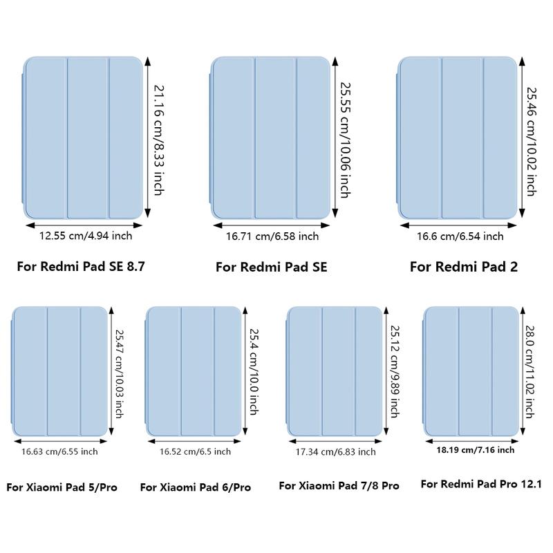 Hülle für Xiaomi Pad 5 6 7 8 Pro Redmi Pad SE 8.7 Redmi Pad 2 2025 Schlanke Dreifach-Ständer-Schutzhülle mit weicher TPU-Rückseite