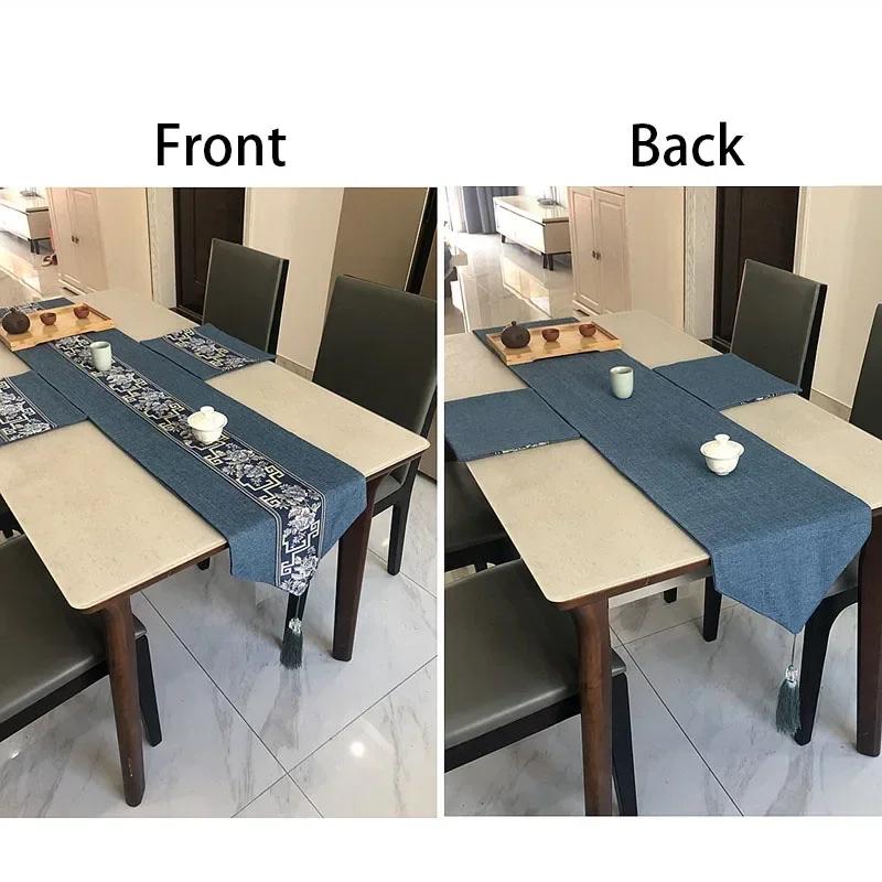 Chinese Style Table Runner Luxury Cotton Linen Jacquard Table Runners Decorative Bed Runner Classic Table Flag Living Room Hotel