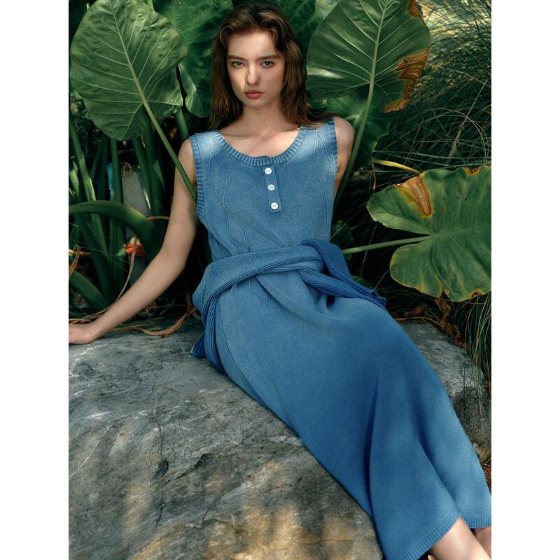 ELLE French Design Sleeveless Round Neck Dress S