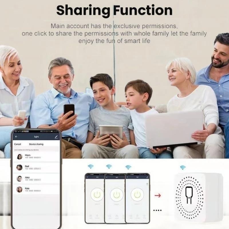 16A 20A WiFi Smart Wireless Switch 2-way Control Mini Smart Breaker APP Control AC100-240V Work With Alexa Google Home Cozylife
