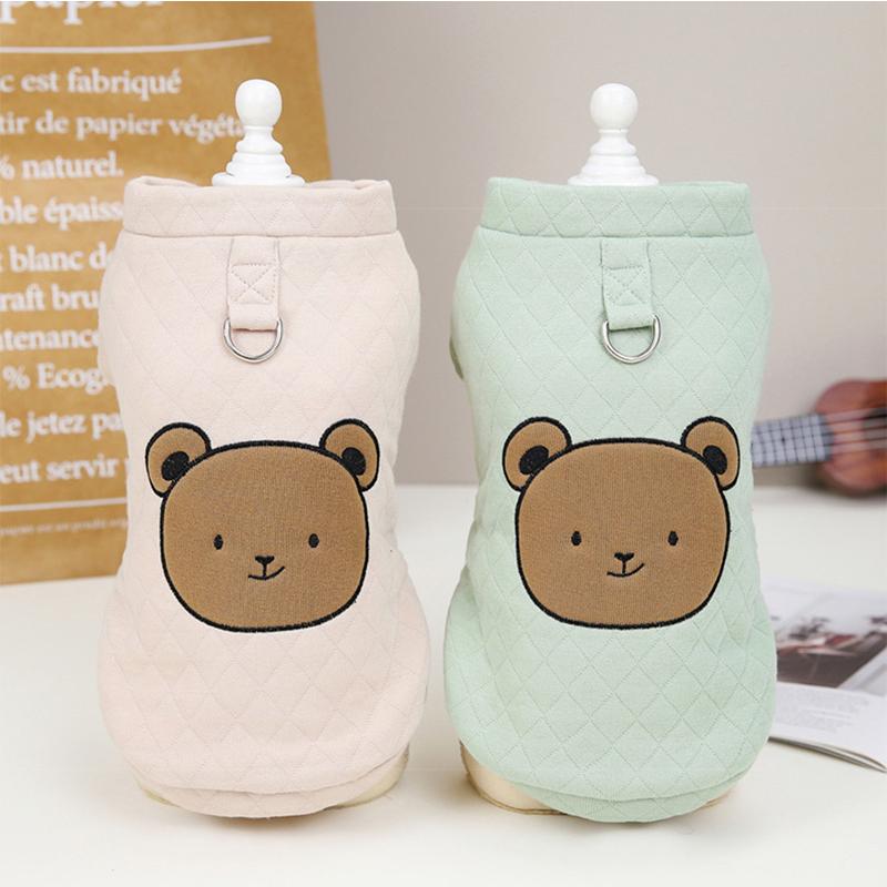 Winter Warm Dog Coat Soft Thick Cotton Dog Jacket for Small Medium Dogs Cute Bear Pattern Puppy Vest Yorkie Chihuahua Clothing