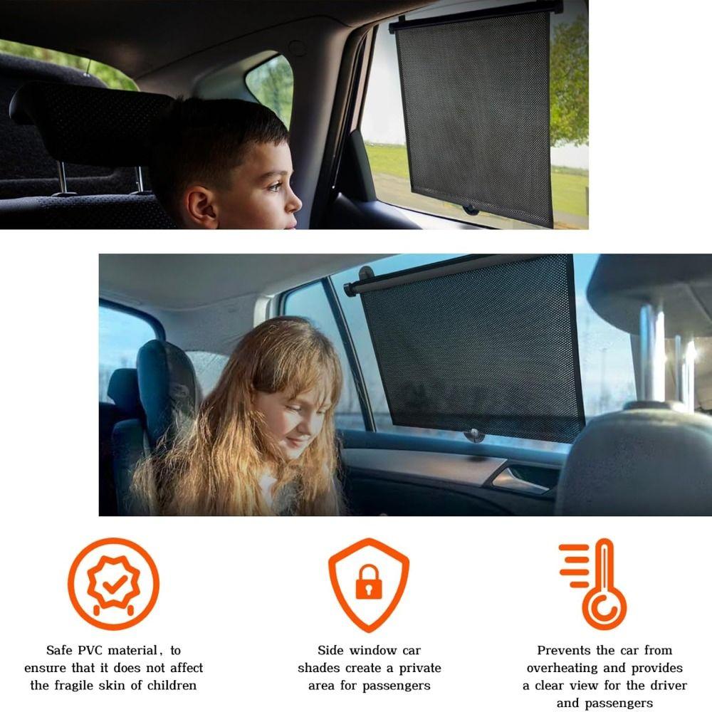 Black Car Side Window Sun-Shade Retractable Car Window Sun Visors  Auto Truck