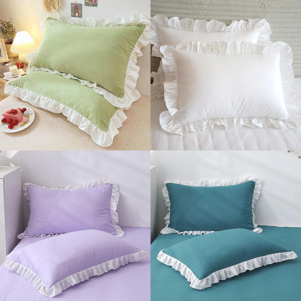 Cotton Pillowcase Pair With Solid Color For Home Bedroom Decor