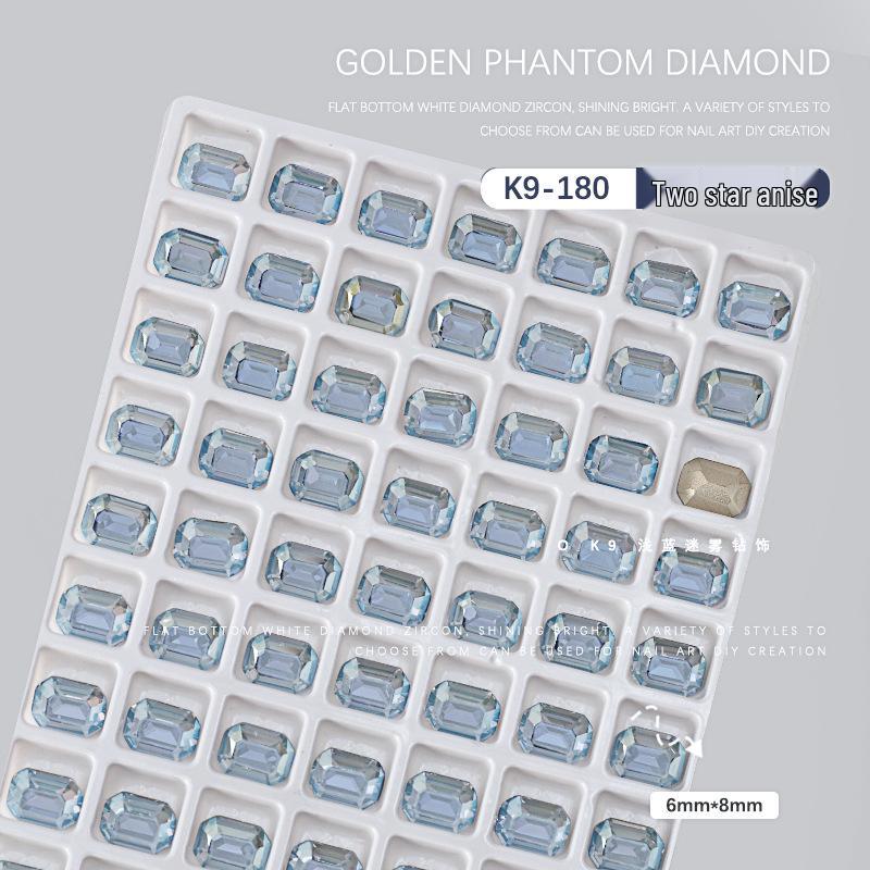 

K9 Heart Off-Center AB Rhinestones, Light Blue Mist, 2pcs Nail Art Accessories