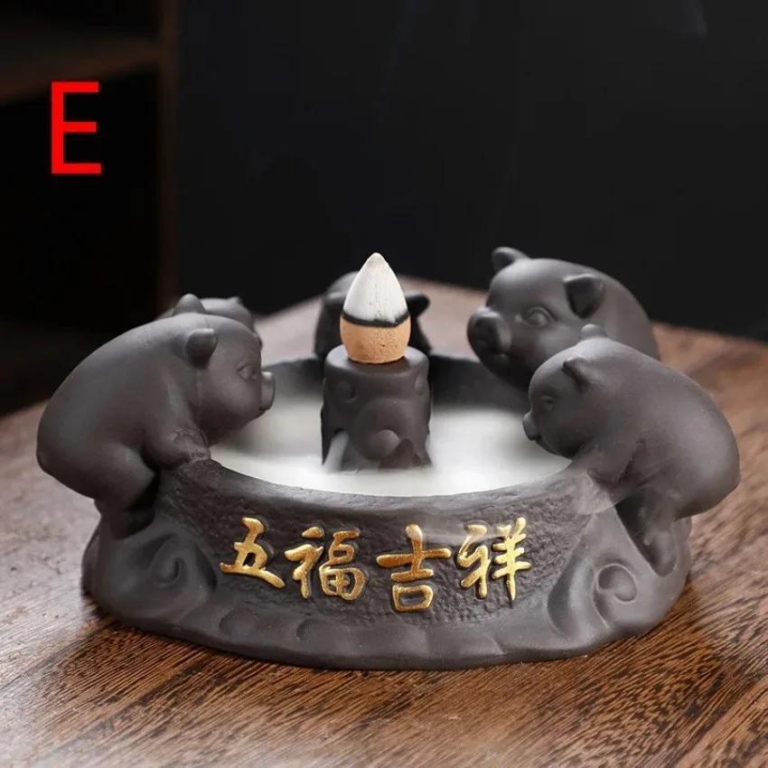 Incense Burner Buddha's Hand Guanyin Lotus Back Incense Burner Ornaments Indoor Incense Burner Purple Sand Antique Sandalwood