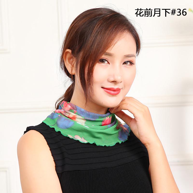 Eșarfă mică de mătase Pulover de primăvară și de vară, eșarfă cu guler fals, husă pentru gât pătrat din plasă pentru femei, eșarfă versatilă W18