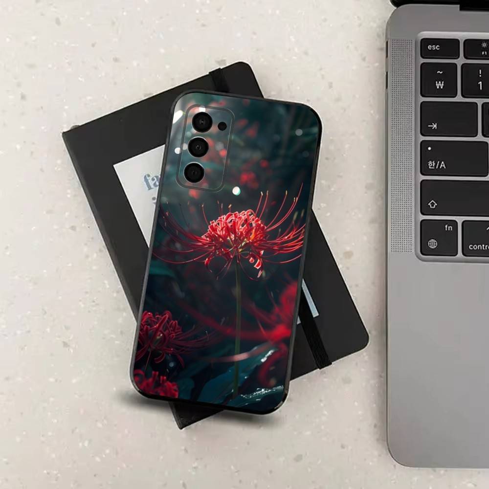 Lily Flower Red Spider Phone Case For Samsung Galaxy A73,31,32,72,41,J7,8,9,53,52,71,22,Note Soft Black Silicone Cover