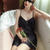 Ice Silk Sexy Pajamas Women's Summer Thin with Chest Pads, Beautiful Back, New V-neck Korean Version Suspender Nightdress