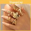 Starfish Inspired Ring Pack With Electroplated Flower Style Trendy Hand Accessories For Women