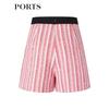 PORTS Women's Elegant Striped Tweed Casual Shorts