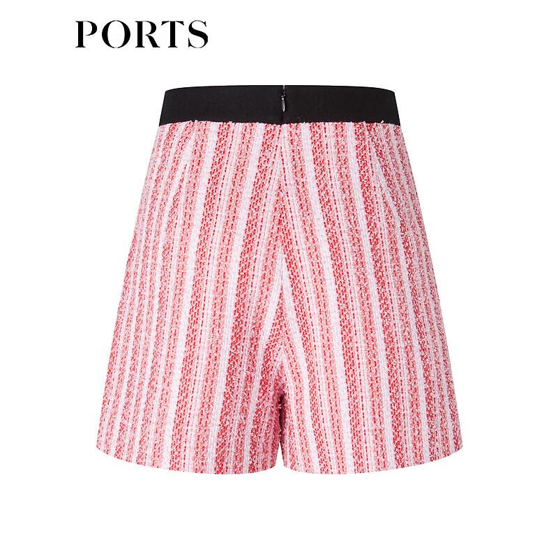 PORTS Women's Elegant Striped Tweed Casual Shorts