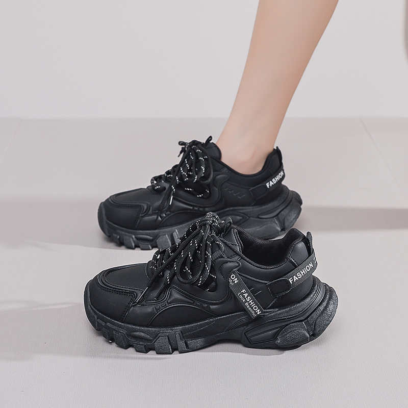 Mote Rund Tå Uten Hæler Casual Støvletter Vulkanisert Dame Sneakers Sko Sportssko Helt Svart Ekte Merketype Tenia Flatas