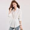 Women's French Style Slimming White Polo Neck Long Sleeve Shirt - 2026 Early Spring Collection
