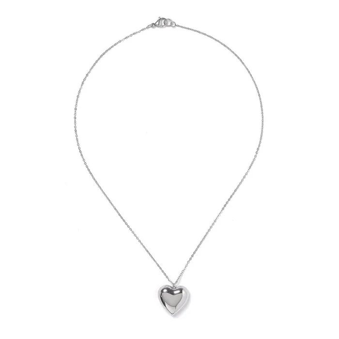 Big Volume Heart Pendant Chain Necklace (C2503-AN890_SV)
